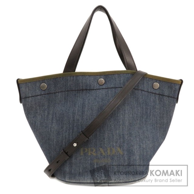 PRADA プラダ 1BG244 ロゴモチーフ 2WAY トートバッグ デニム レディース