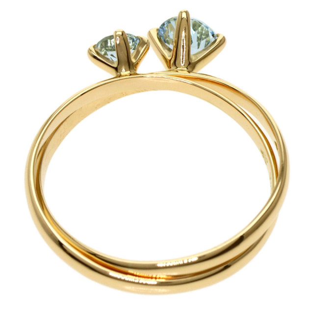 4℃ ヨンドシー アクアマリン 2連 リング・指輪 K18イエローゴールド  