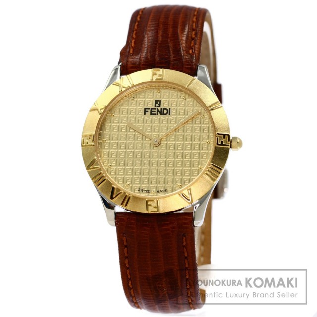 FENDI フェンディ 2000G ラウンドフェイス 腕時計 GP/革 メンズ 
