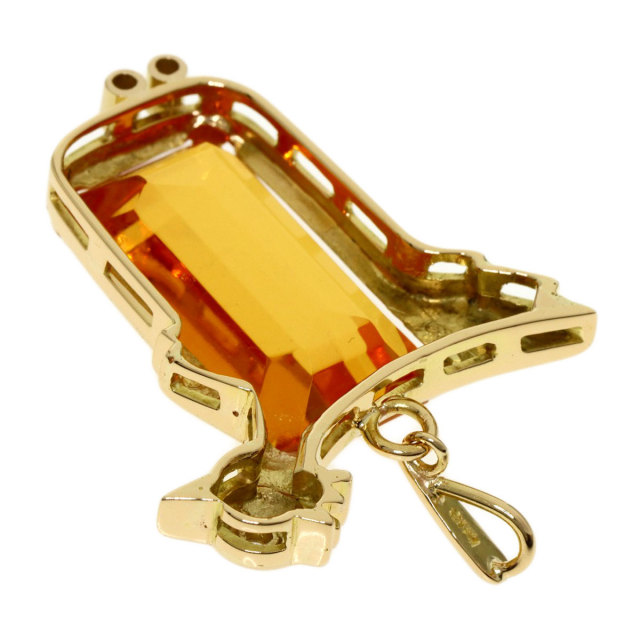 鳥モチーフ トパ-ズ ペンダントトップ K18イエローゴールド 6.8g