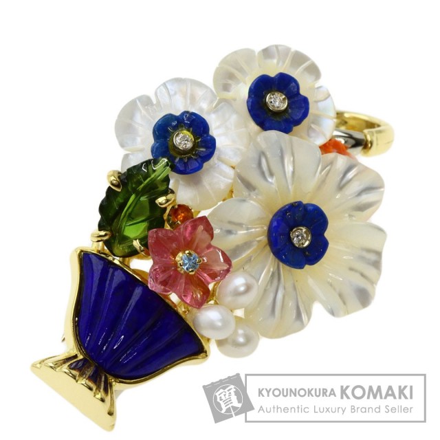 サンタゴスティーノ カラーストーン ブローチ K18イエローゴールド 15g