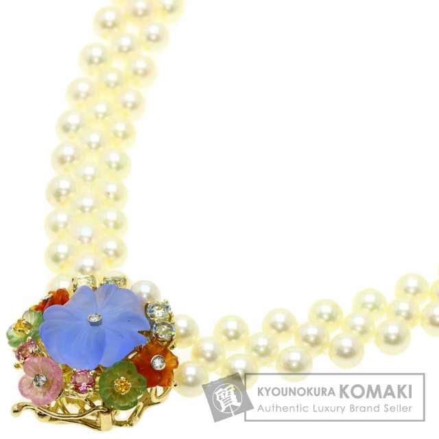 アコヤパール 真珠 カラーストーン サンタゴスティーノ ネックレス K18  