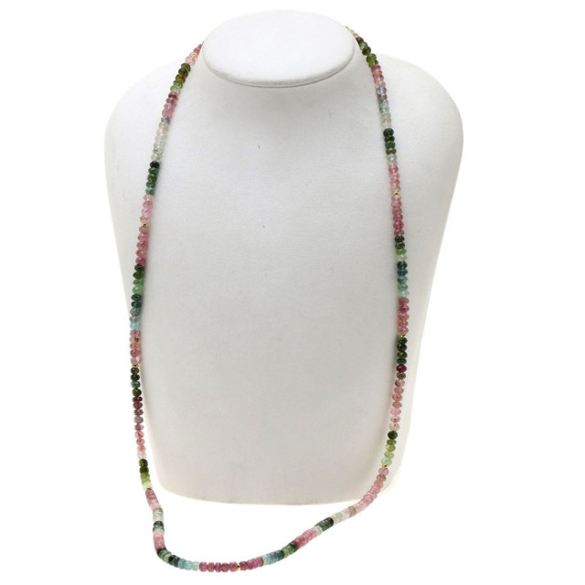 トルマリン ロング ネックレス K18イエローゴールド 29.7g レディース 