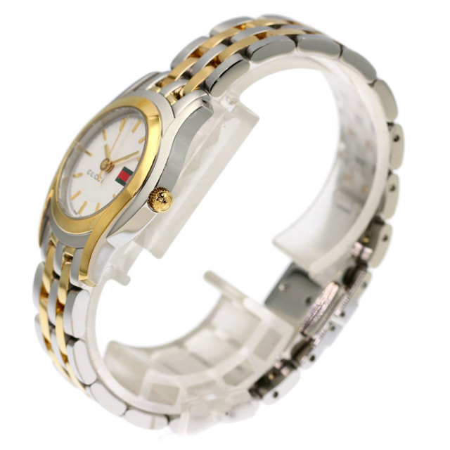 GUCCI グッチ 5500L ラウンドフェイス コンビ 腕時計 ステンレス