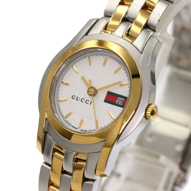 GUCCI QZ 11P 5500L 腕時計 1848000 12NBG KMR 美品】GUCCI ステンレススチールQZ腕時計5500L シルバー