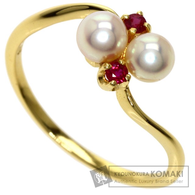MIKIMOTO ミキモト パール 真珠 ルビー リング・指輪 K18イエロー 
