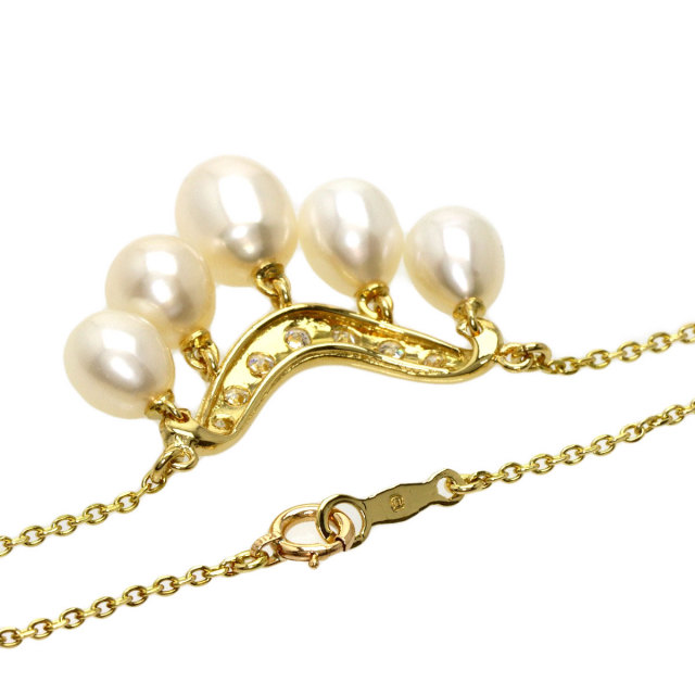 MIKIMOTO ミキモト パール 真珠 ダイヤモンド ネックレス K18イエロー 