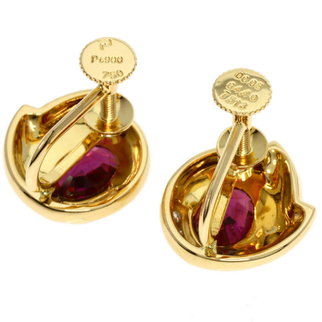 POLA ポーラ ガーネット ダイヤモンド イヤリング プラチナPT900/K18YG  