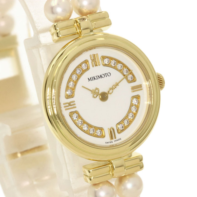 MIKIMOTO ミキモト パールウォッチ 真珠 ダイヤモンド 腕時計 K18  