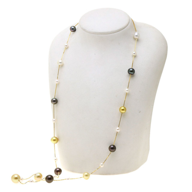 TASAKI タサキ マルチパール 真珠 ステーション ネックレス K18  