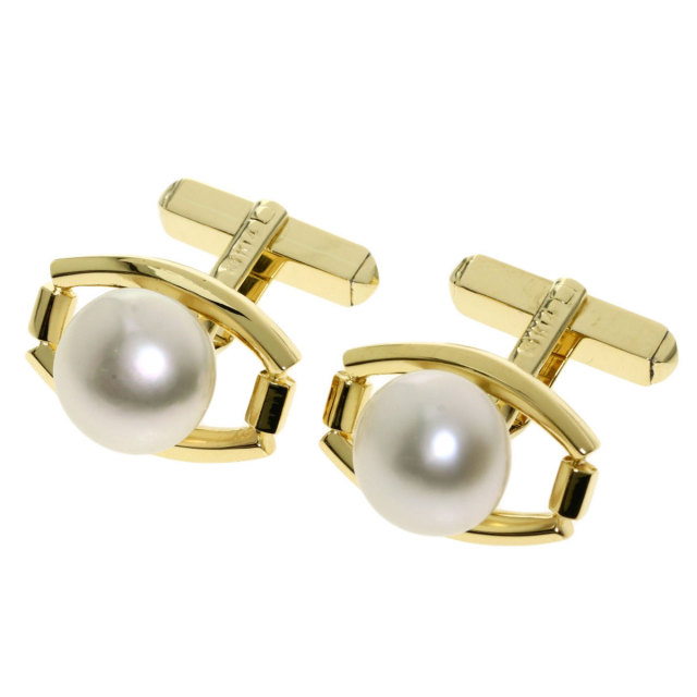 MIKIMOTO ミキモト アコヤパール 真珠 カフスセット タイピン K18  
