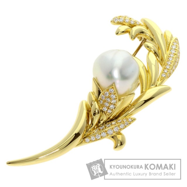 新品K18バロック淡水真珠ピンチェーンブローチ