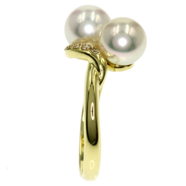 パール 真珠 ダイヤモンド リング・指輪 K18イエローゴールド 4.2g