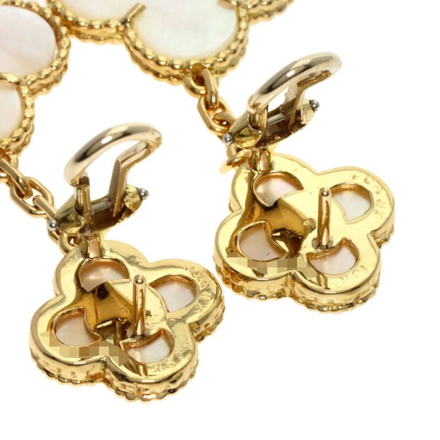 美品 マジック アルハンブラ ホワイトシェル K18YG ピアス Van Cleef & Arpels ヴァンクリーフ＆アーペル マジックアルハンブラ