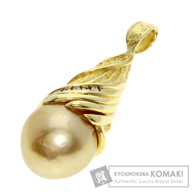 パール 真珠 ダイヤモンド ペンダントトップ K18イエロー  