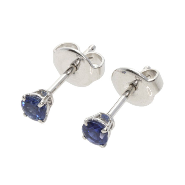 MIKIMOTO ミキモト サファイア スタッド ピアス K18ホワイトゴールド 