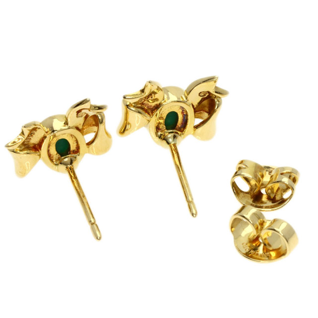 MIKIMOTO ミキモト ターコイズ リボンモチーフ ピアス K18イエロー