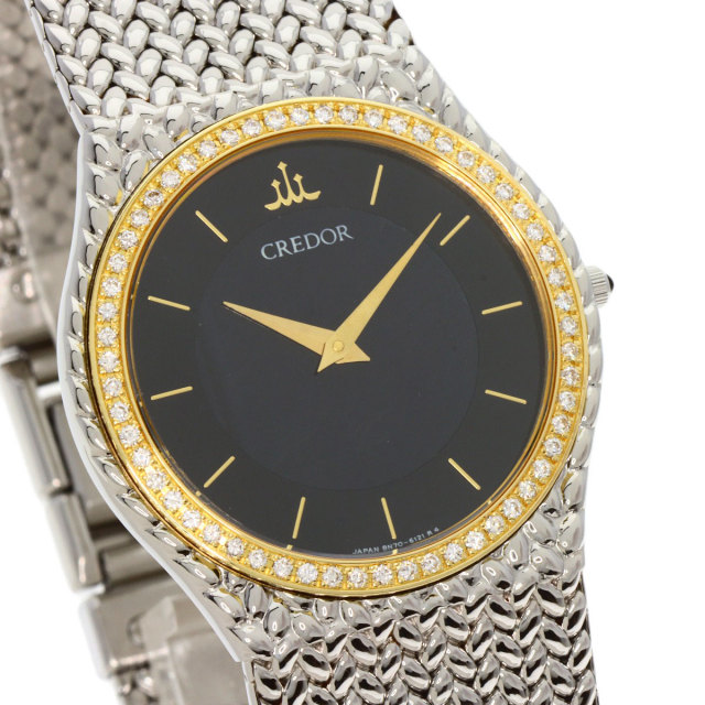 SEIKO クレドール 18KT ダイヤベゼル メンズ 腕時計8N70-6140 SEIKO