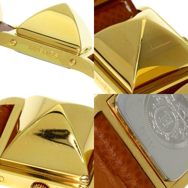 HERMES エルメス メドール 腕時計 GP/革 レディース ブランド京