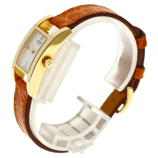 HERMES エルメスHウォッチ 鈍く ゴールド×ブラウンレザー
