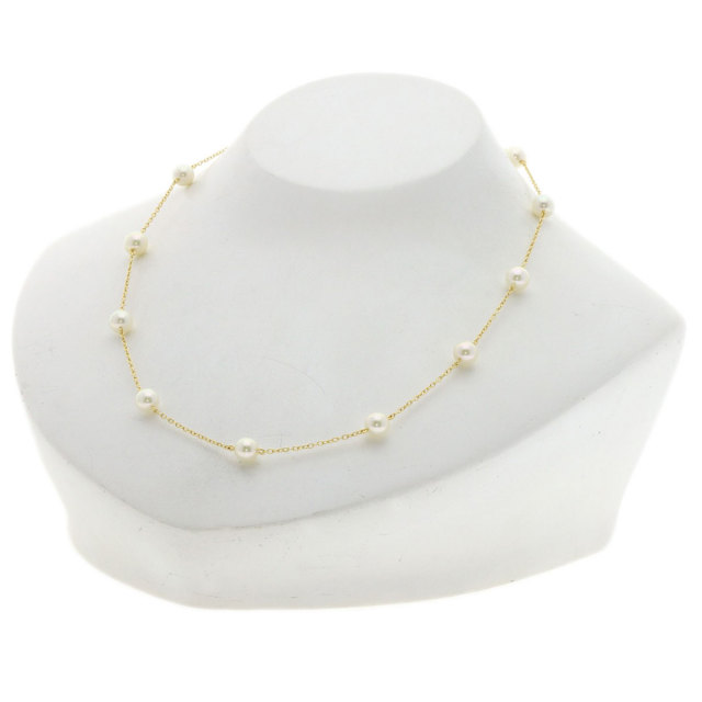 MIKIMOTO ミキモト アコヤパール 真珠 ステーション ネックレス K18 