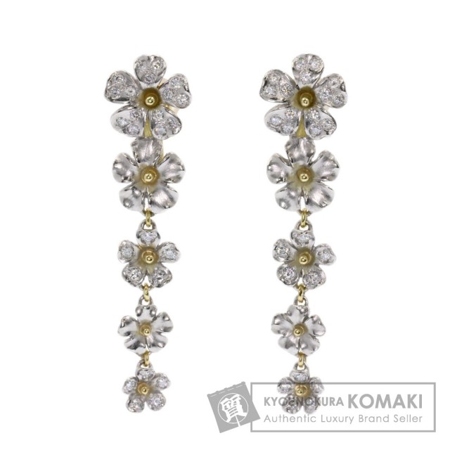 新品即決 フラワーモチーフ K18イエローゴールド ピアス ダイヤモンド アクセサリー