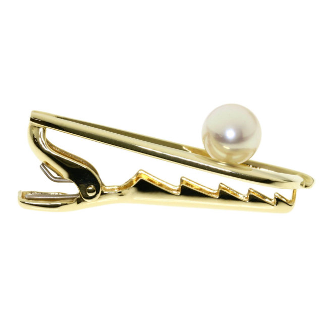 MIKIMOTO ミキモト アコヤパール 真珠 タイピン K14イエローゴールド 