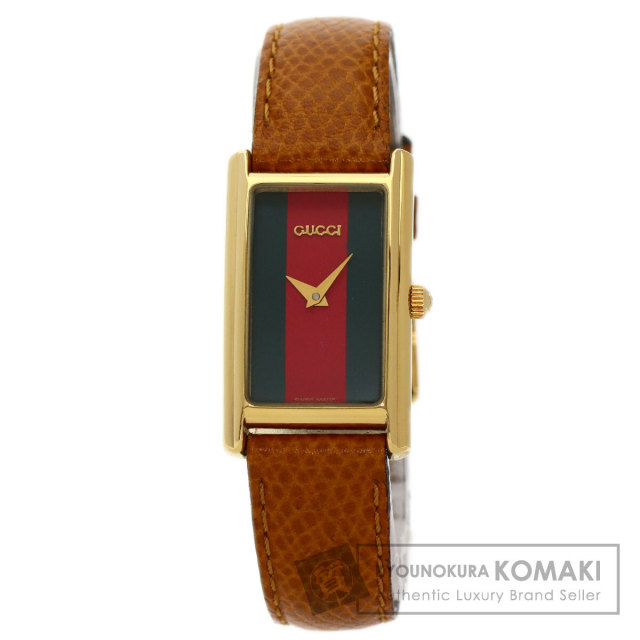 GUCCI グッチ 2600L シェリーライン スクエアフェイス 腕時計 GP/革 