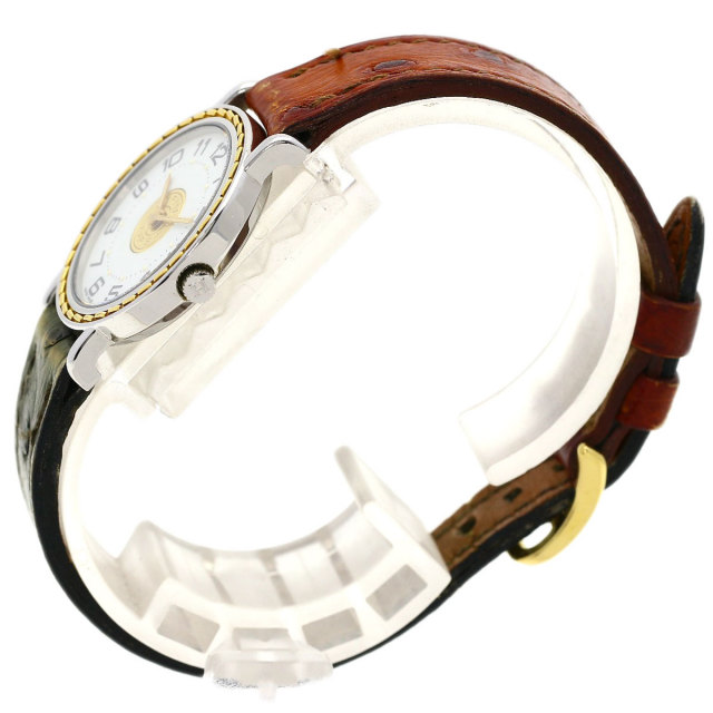 HERMES エルメス セリエ 腕時計 ステンレススチール/オーストリッチ  