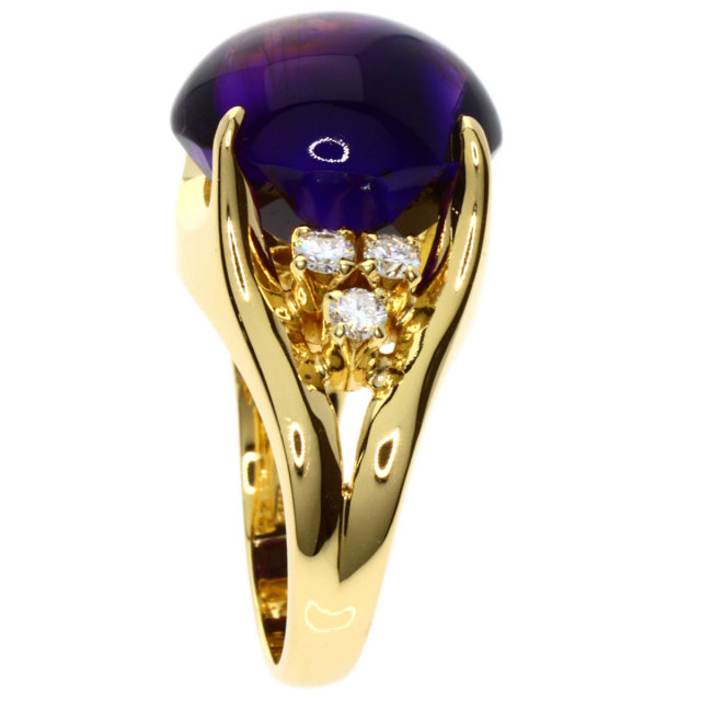 MIKIMOTO ミキモト アメジスト ダイヤモンド リング・指輪 K18イエロー  