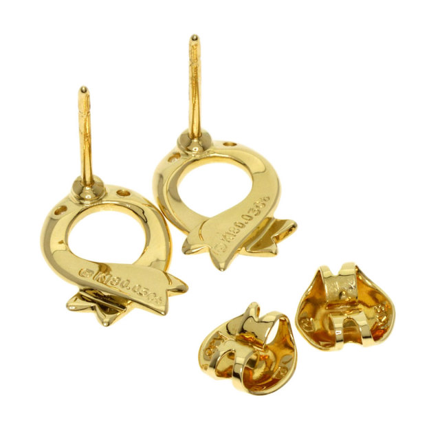 MIKIMOTO ミキモト ダイヤモンド リボン ピアス K18イエローゴールド