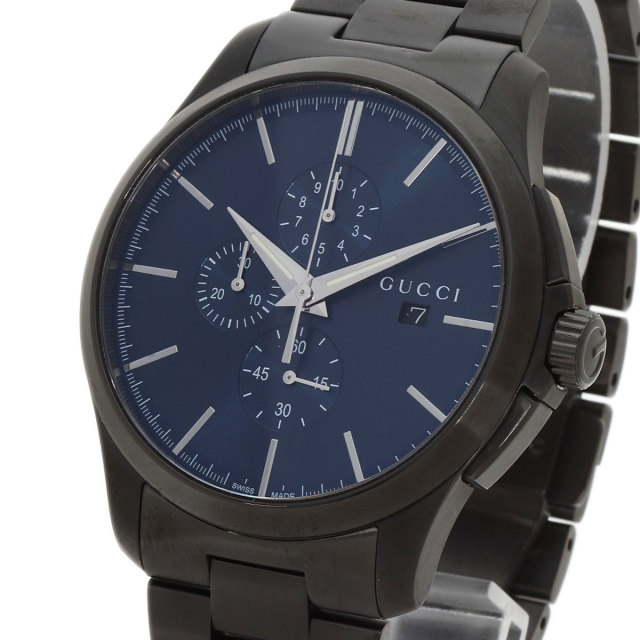 GUCCI クロノグラフ ブラック ステンレススチール 時計