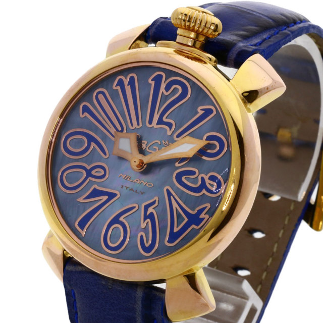 Gaga Milano ガガ・ミラノ マヌアーレ 40mm 腕時計 GP/革 レディース