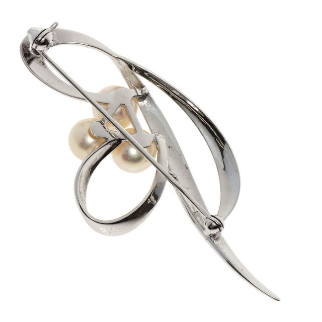 MIKIMOTO ミキモト パール 真珠 ブローチ シルバー レディース