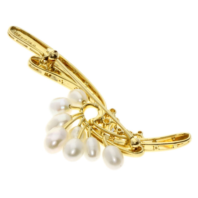 MIKIMOTO ミキモト 淡水パール 真珠 ダイヤモンド ブローチ K18 