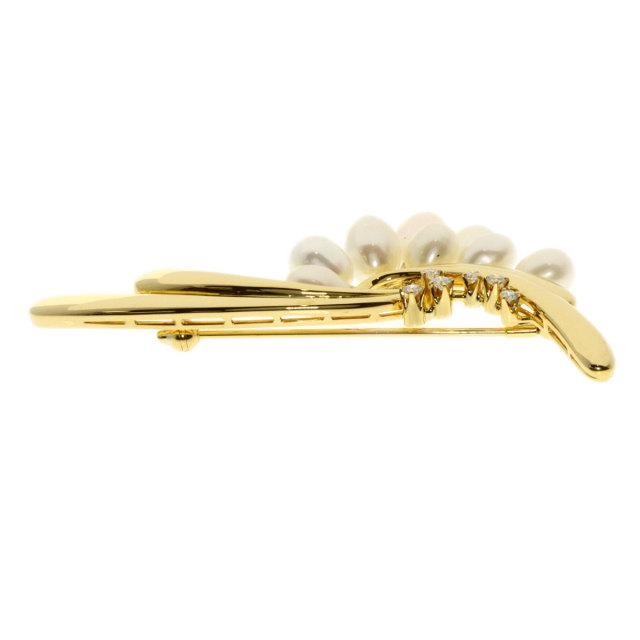 MIKIMOTO ミキモト 淡水パール 真珠 ダイヤモンド ブローチ K18 
