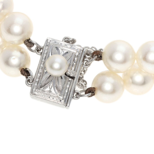 MIKIMOTO ミキモト アコヤパール 真珠 2連 ブレスレット シルバー 