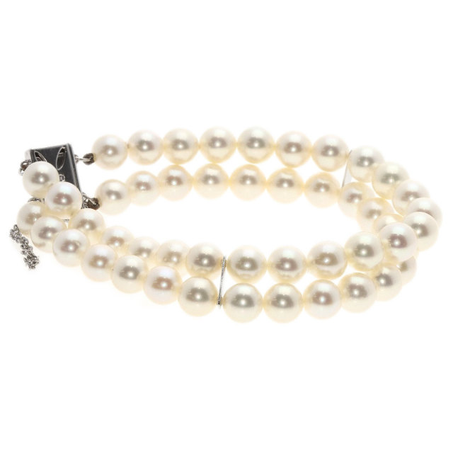 MIKIMOTO ミキモト アコヤパール 真珠 2連 ブレスレット シルバー 