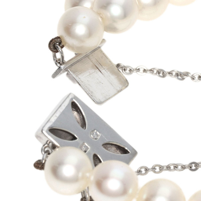 MIKIMOTO ミキモト アコヤパール 真珠 2連 ブレスレット シルバー 