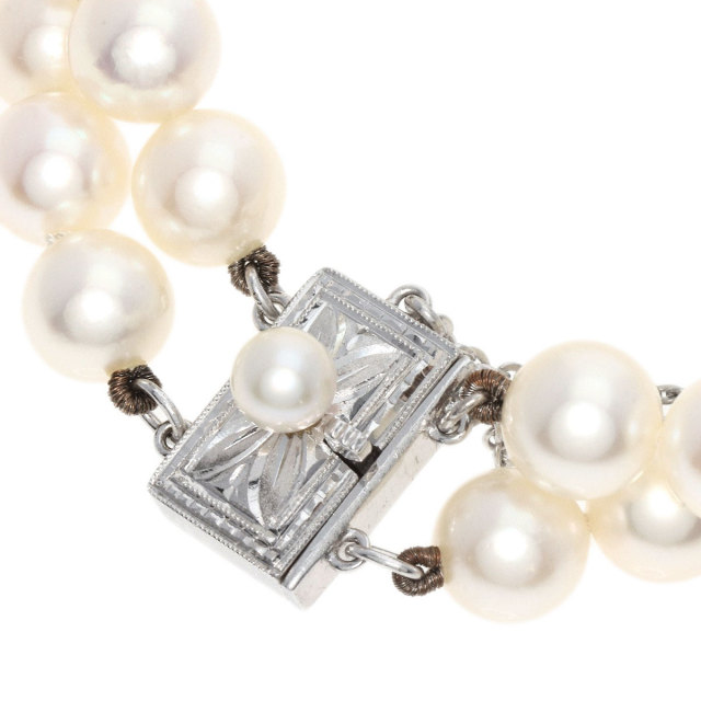 MIKIMOTO ミキモト アコヤパール 真珠 2連 ブレスレット シルバー 