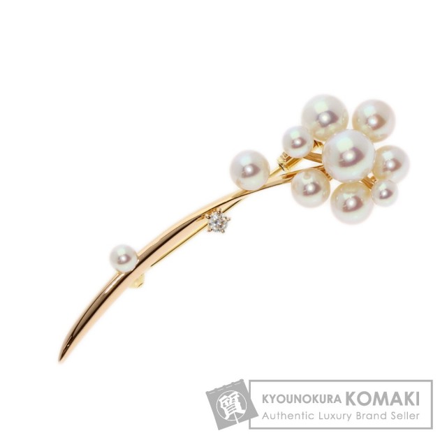 タサキ 恨めし アコヤパール ダイヤモンド ブローチ K18 (K18YG  
