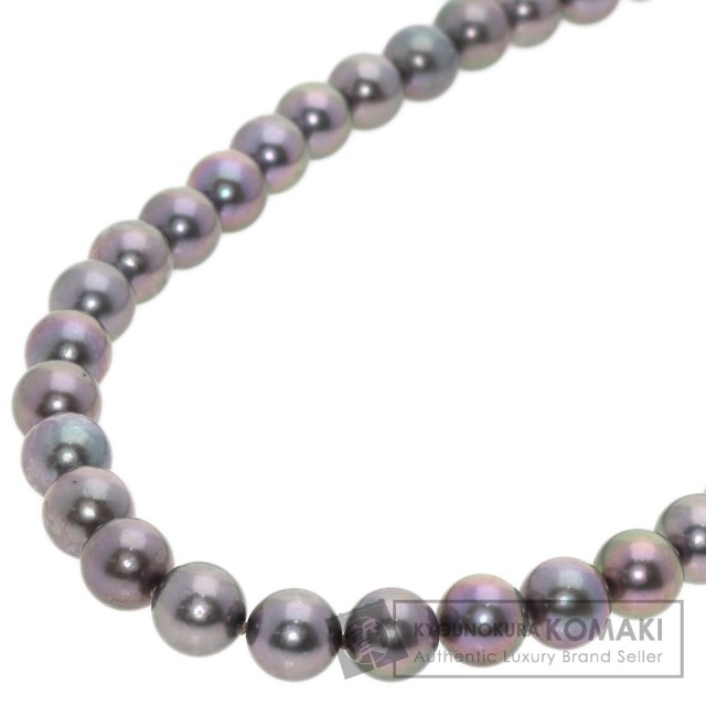 ブラックパール 真珠 ネックレス K14ホワイトゴールド 55.2g レディース 