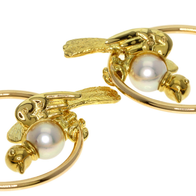 MIKIMOTO ミキモト 小鳥 ベビーパール 真珠 フープ ピアス K18イエロー  