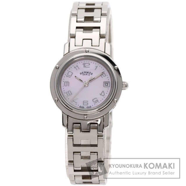 HERMES エルメス CL4.210 クリッパー ナクレ 新バックル 腕時計  