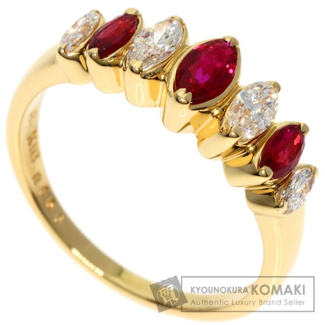 美品 リング 指輪 K18 ルビー 0.45ct ダイ（MIKIMOTO ミキモト ルビー  