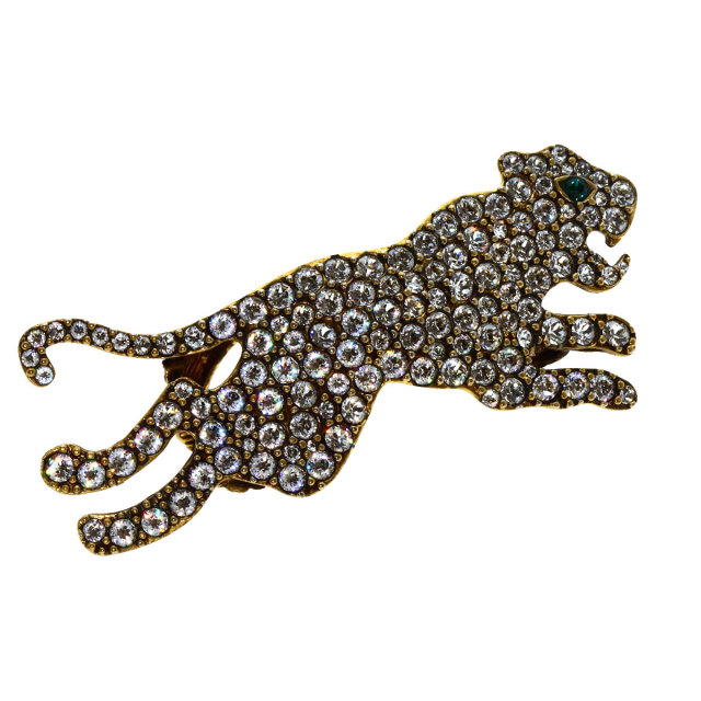 GUCCI グッチ チーターリング ラインストーン リング・指輪 GP  