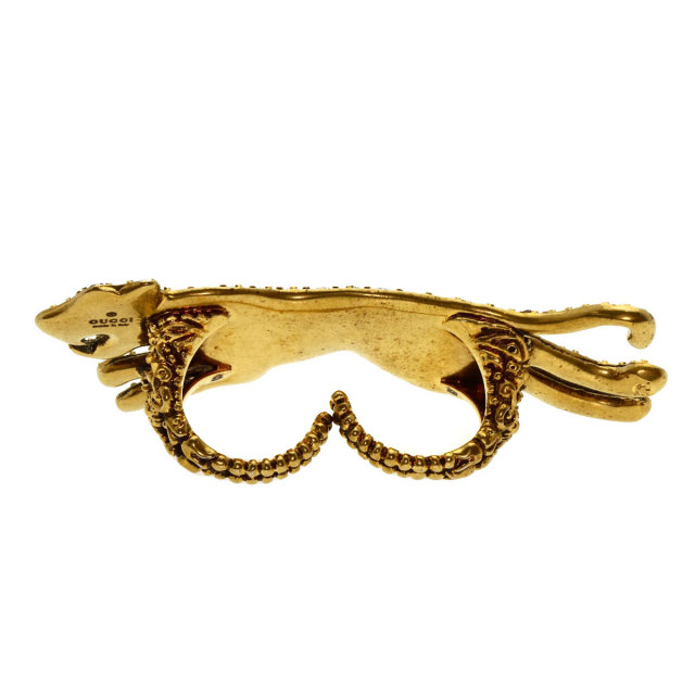 GUCCI グッチ チーターリング ラインストーン リング・指輪 GP  