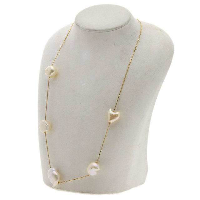 TASAKI タサキ 淡水パール 真珠 ステーション ネックレス K18イエロー  