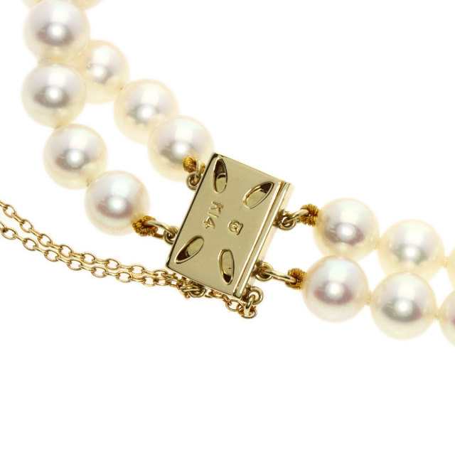 MIKIMOTO ミキモト アコヤパール 2連 真珠 ブレスレット K14イエロー  