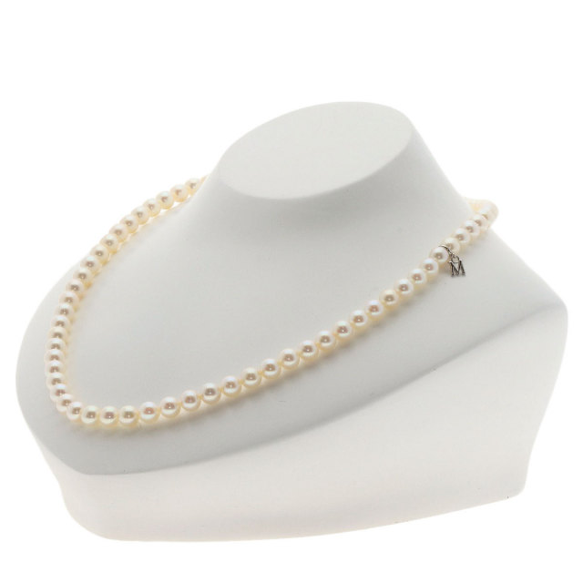MIKIMOTO ミキモト アコヤパール 真珠 Mチャーム ネックレス シルバー 
